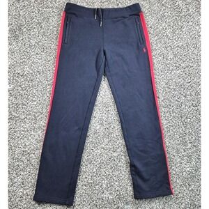 Polo Ralph Lauren Interlock Track Pants Mens Medium Blue Ankle Zip Red Pony Jog‎